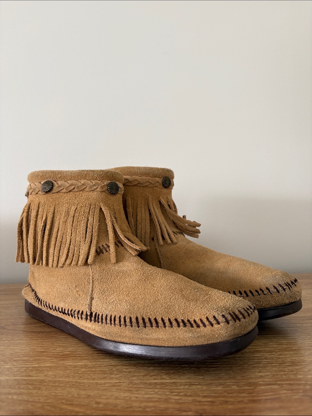 Minnetonka Suede Fringe Ankle Booties